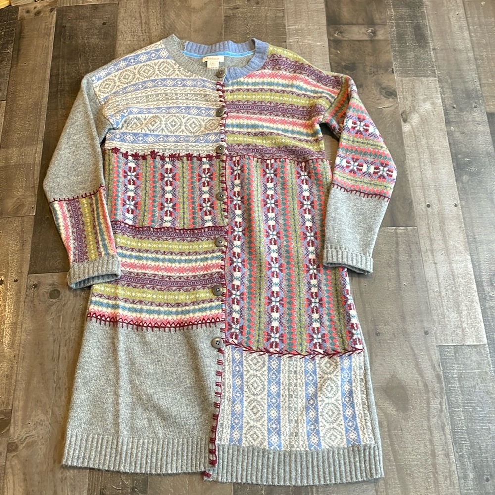 Sundance Fair Aisle Patchwork Wool Duster Cardigan - image 1